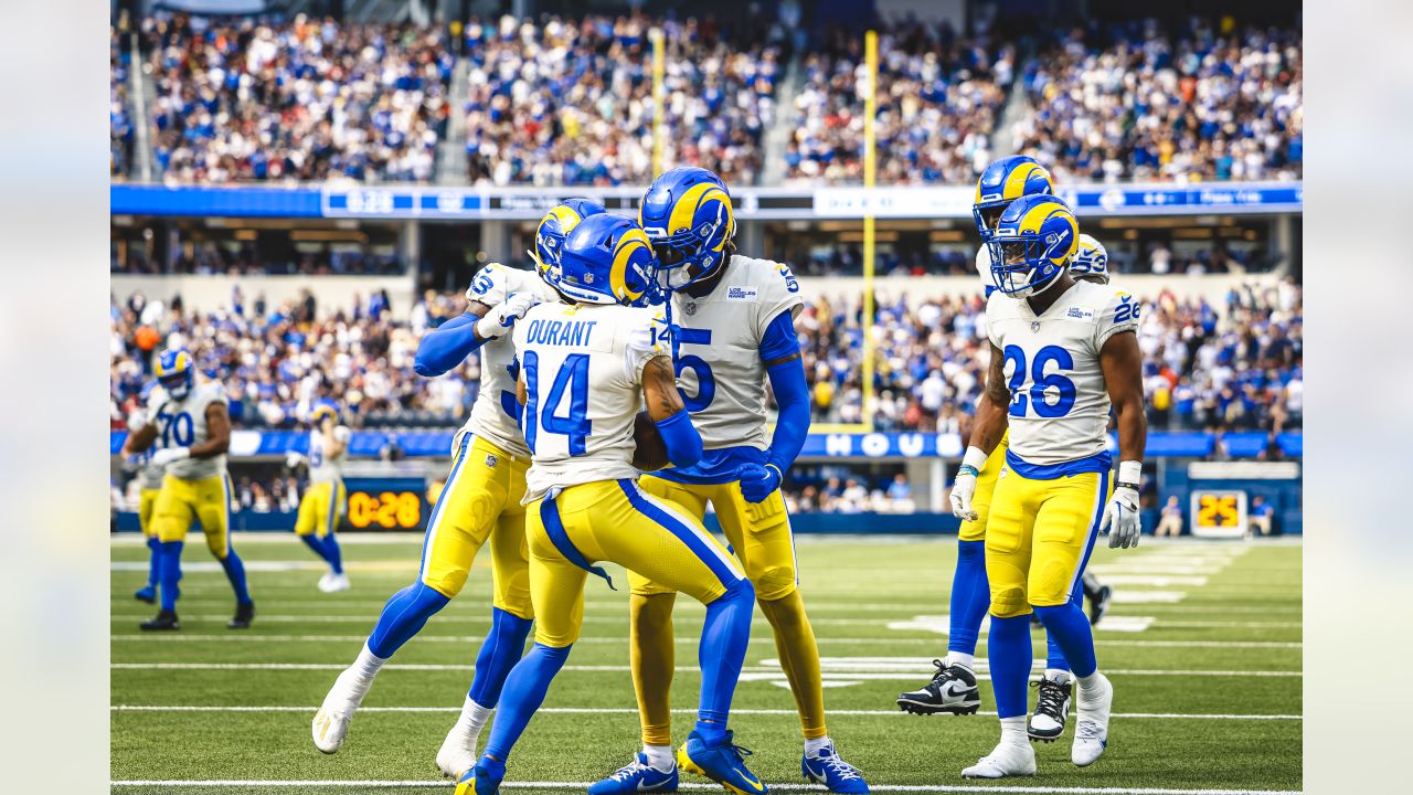 Los Angeles Rams wide receiver Brandon Powell lines up at the Rams' punter  spot to intentionally take a safety late in the game