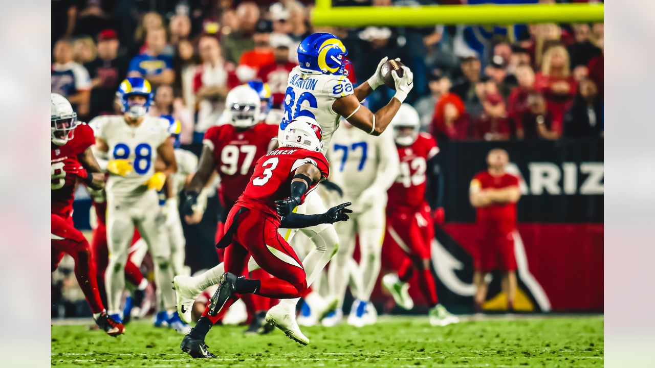Inglewood, CA. 9th Oct, 2022. Los Angeles Rams wide receiver Brandon Powell  #19 makes the catch in action in the fourth quarter during the NFL football  game against the Dallas Cowboys at