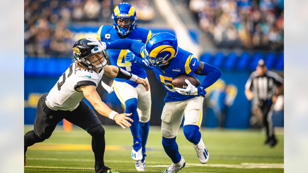 Los Angeles Rams cornerback Jalen Ramsey snags his third interception of  2021