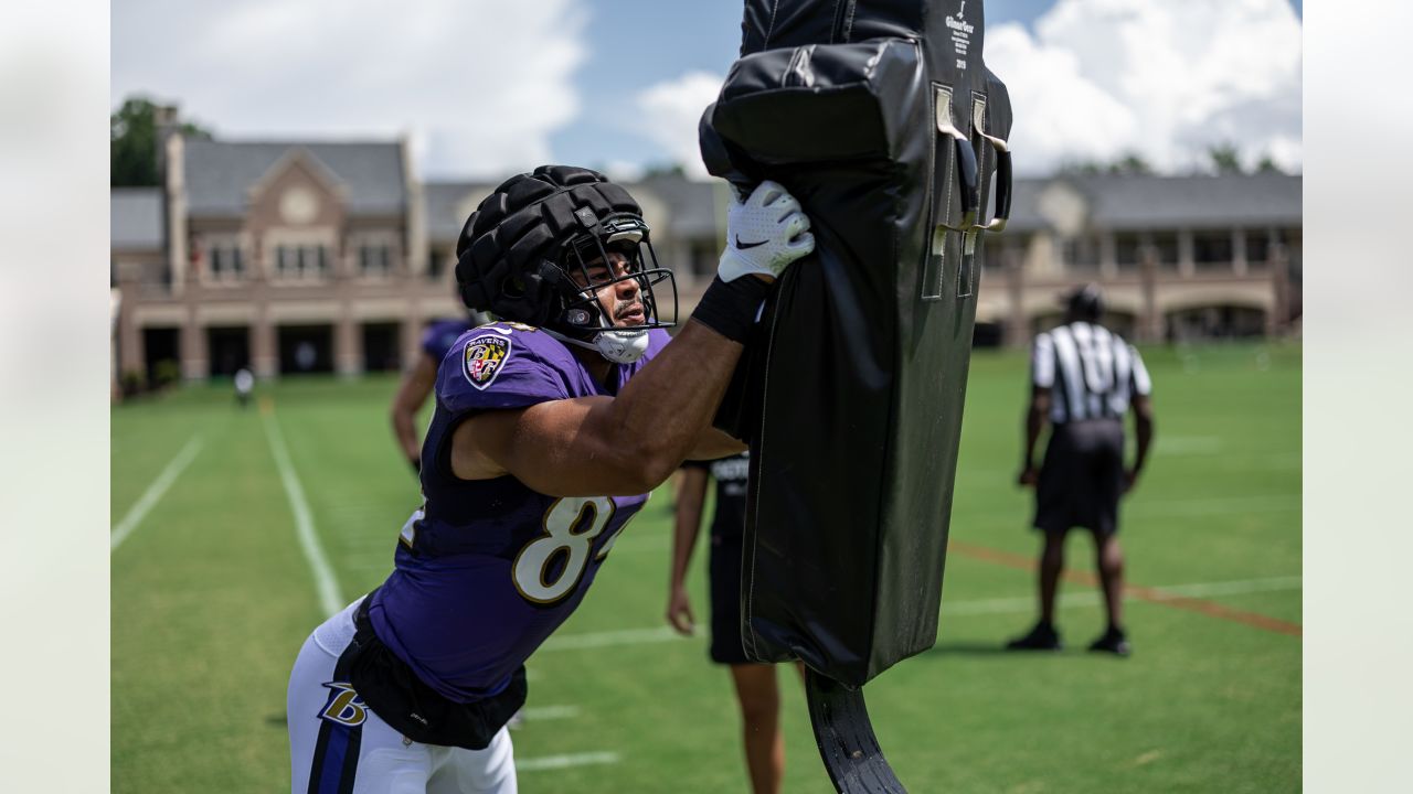 Baltimore Ravens wide receiver Devin Duvernay (13) returns a kick during an  NFL football game against the Tampa Bay Buccaneers, Thursday, Oct. 27, 2022  in Tampa, Fla. The Ravens defeat the Buccaneers