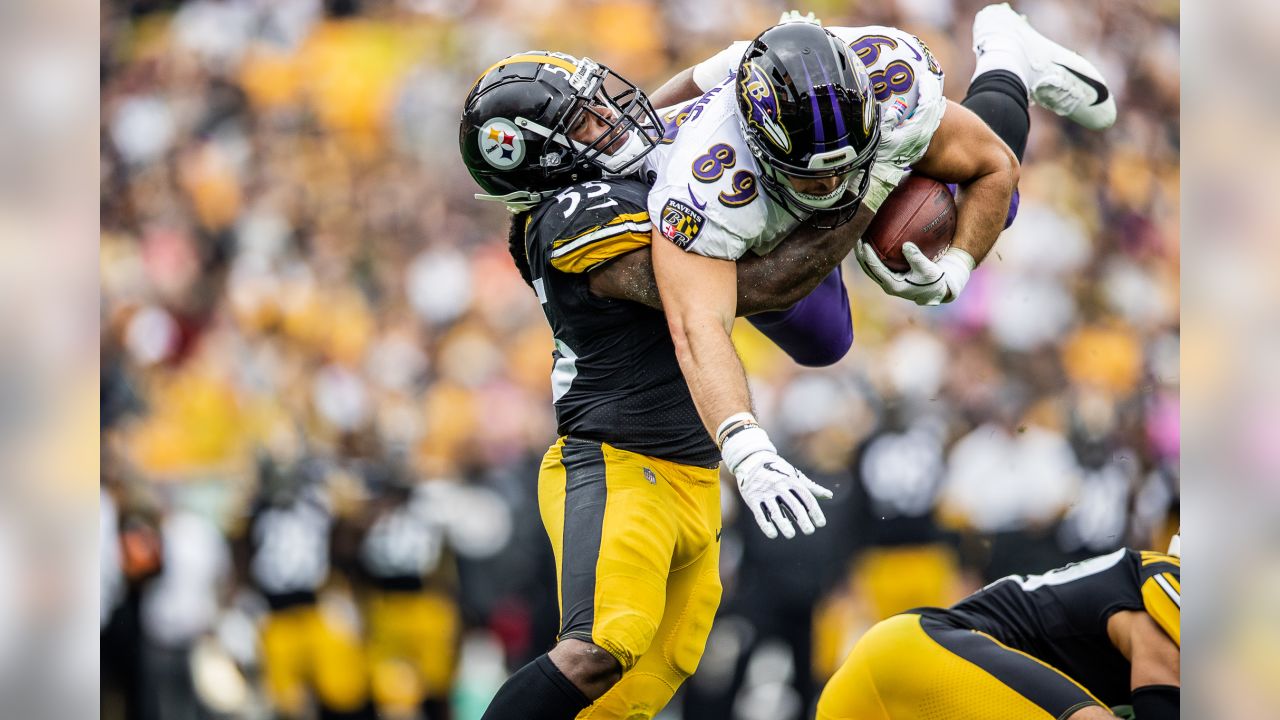 The Pittsburgh Steelers logo is seen on a helmet on the field before an NFL  football game against the Baltimore Ravens at Heinz Field, Sunday, Dec. 5,  2021 in Pittsburgh. (Winslow Townson/AP