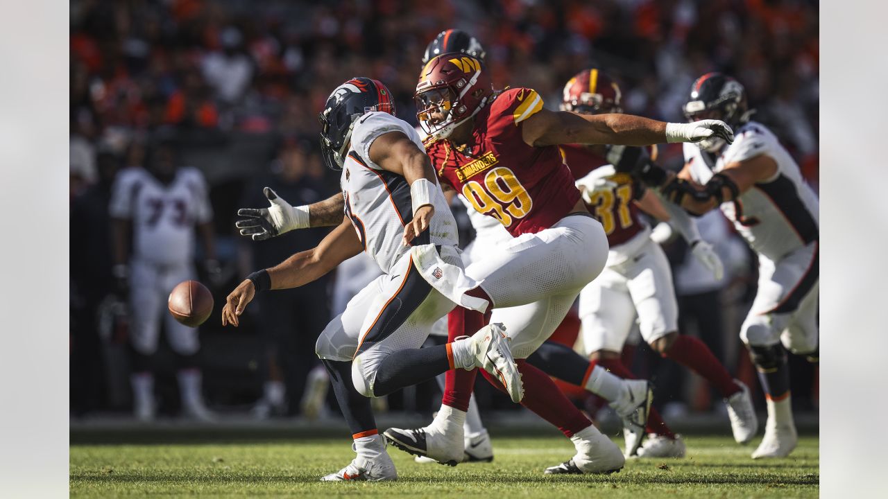 Washington Commanders punter Tress Way (5) punts the ball during the first  half of an NFL football game against the Atlanta Falcons, Sunday, Nov. 27,  2022, in Landover, Md. (AP Photo/Alex Brandon