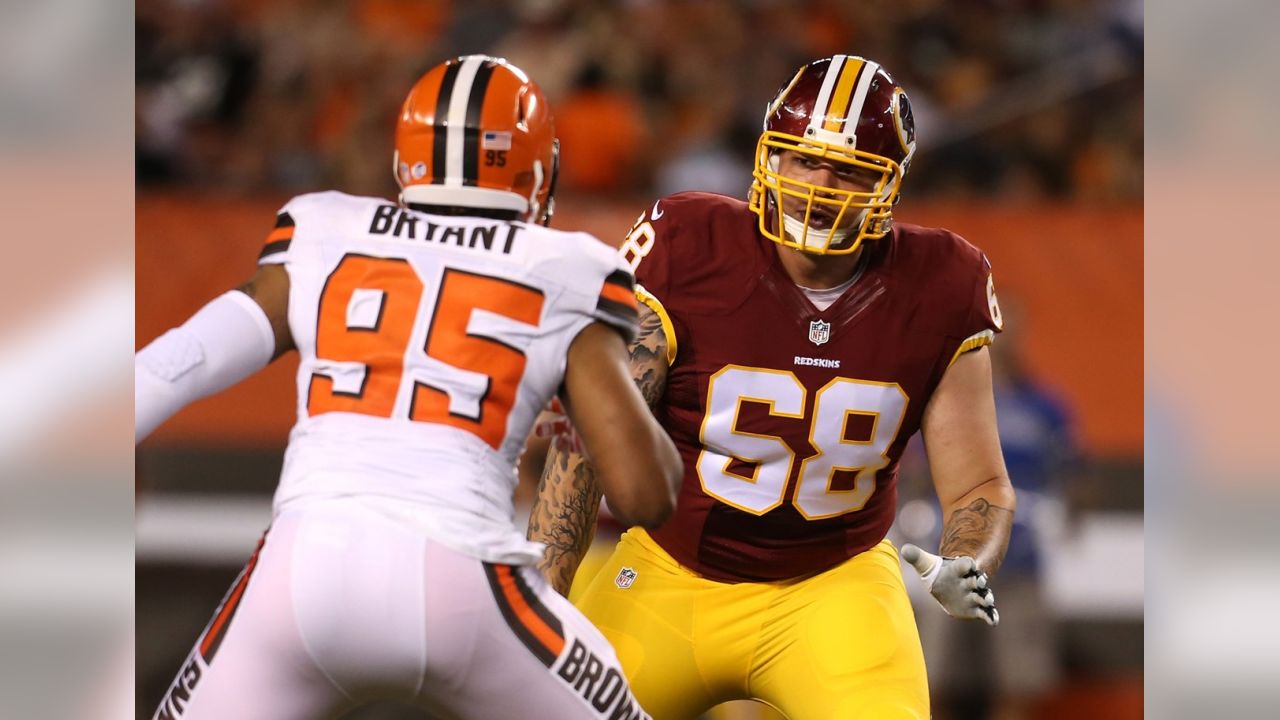 Washington Redskins defensive tackle Stephen Paea walks off the field after  the Redskins defeated the Cleveland