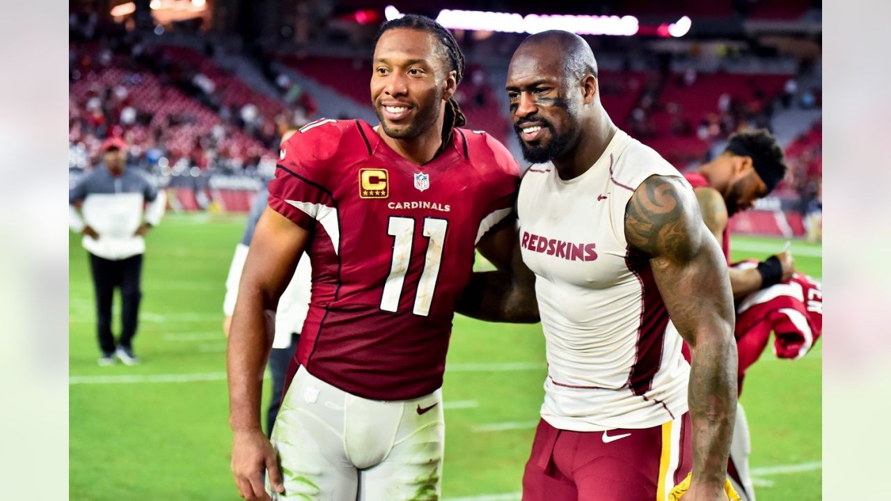 SEP 23, 2012 : Washington Redskins inside linebacker London Fletcher (59)  just misses a pick during the matchup between the Cincinnati Bengals and  the Washington Redskins at FedEx Field in Landover, MD. (