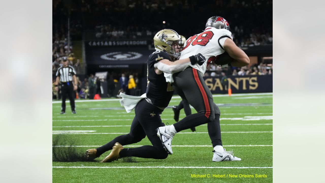 An overall interior general view of the Caesars Superdome in the second  half of an NFL football game between the New Orleans Saints and the Tampa  Bay Buccaneers in New Orleans, Sunday