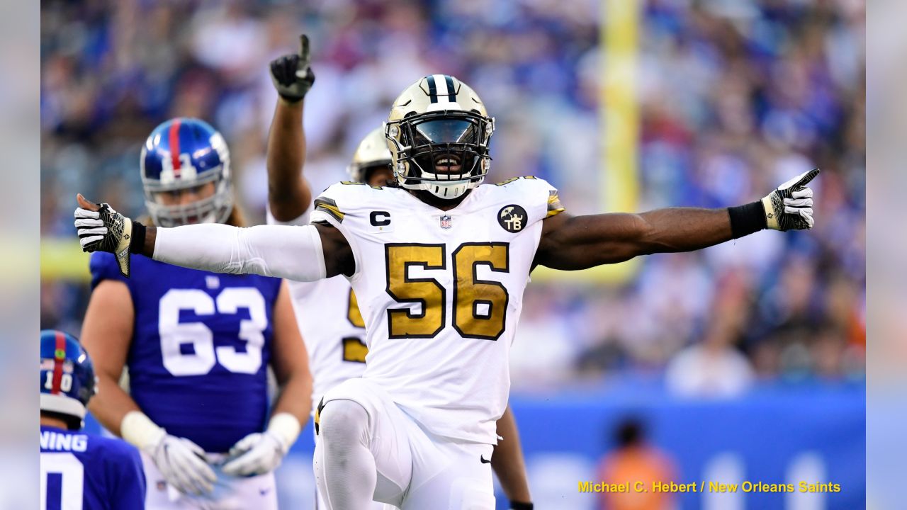 New Orleans Saints Demario Davis sacks New York Giants Eli Manning