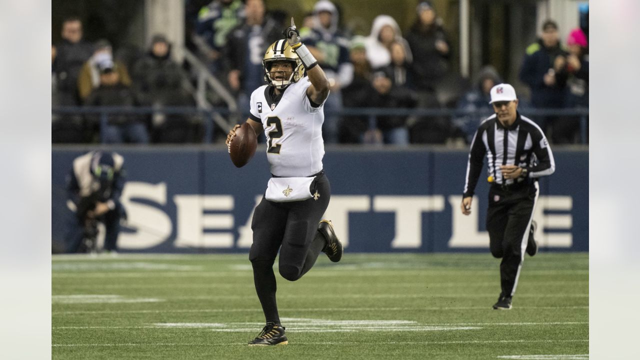 New Orleans Saints wide receiver Lil'Jordan Humphrey during an NFL football  game against the Seattle Seahawks, Monday, Oct. 25, 2021, in Seattle. The  Saints won 13-10. (AP Photo/Ben VanHouten Stock Photo - Alamy