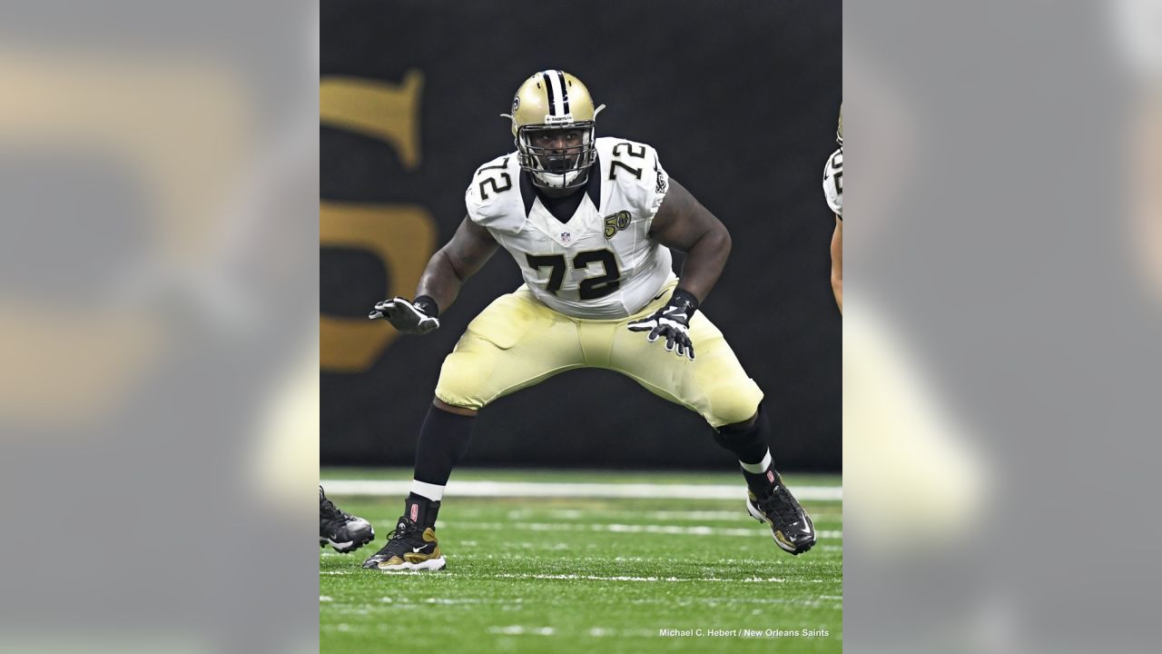 East Rutherford, New Jersey, USA. 1st Oct, 2018. New Orleans Saints  offensive tackle Terron Armstead (72) during warm ups before a game between  the New Orlean Saints and the New York Giants