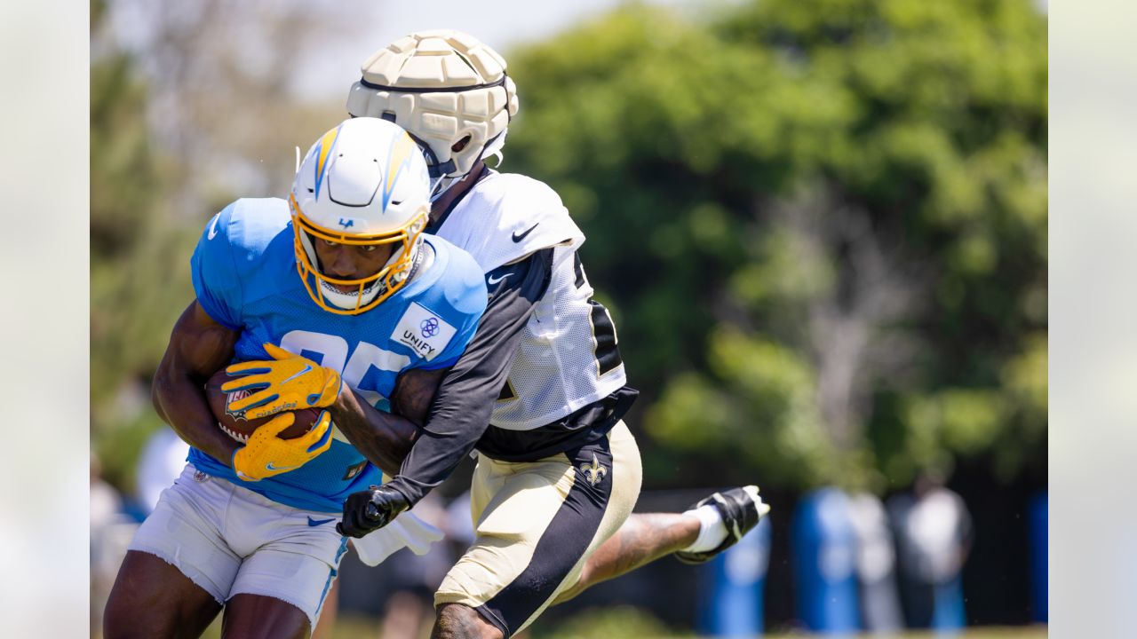 August 1, 2019: Saints defensive back Marshon Lattimore (23) tries to jam  wide receiver Michael Thomas (13) at the line of scrimmage during practice  on August 1, 2019 at the Ochsner Sports