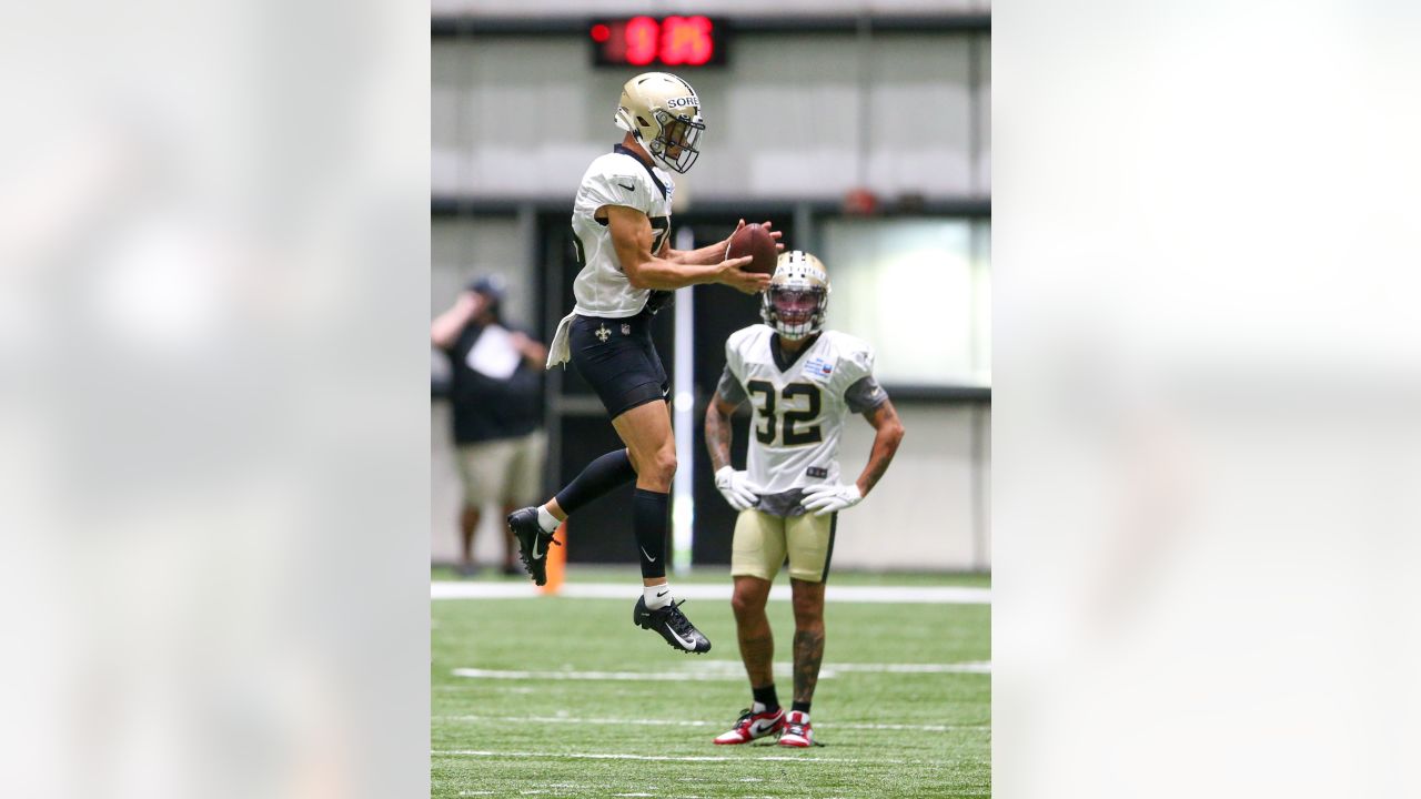 New Orleans Saints wide receiver Chris Olave (12) runs through drills  during training camp at their NFL football training facility in Metairie,  La., Thursday, Aug. 4, 2022. (AP Photo/Gerald Herbert Stock Photo - Alamy