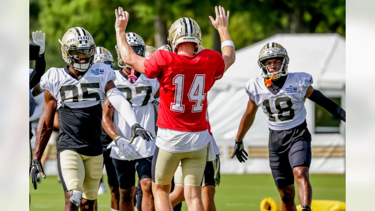 New Orleans Saints quarterback Andy Dalton lights up practice as team  prepares for preseason opener