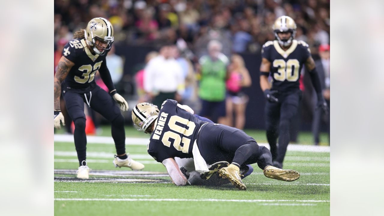 The Seattle Seahawks huddle during an NFL football game against the New  Orleans Saints in New Orleans, Sunday, Oct. 9, 2022. The Saints won 39-32.  (AP Photo/Gerald Herbert Stock Photo - Alamy