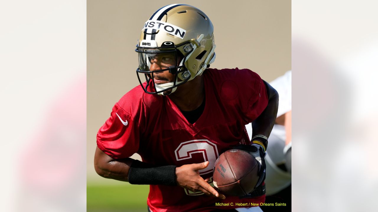 New Orleans Saints linebacker Nephi Sewell (45) signs autographs during the  Back Together Weekend fan appreciation initiative at the NFL team's  football training camp in Metairie, La., Saturday, July 29, 2023. (AP