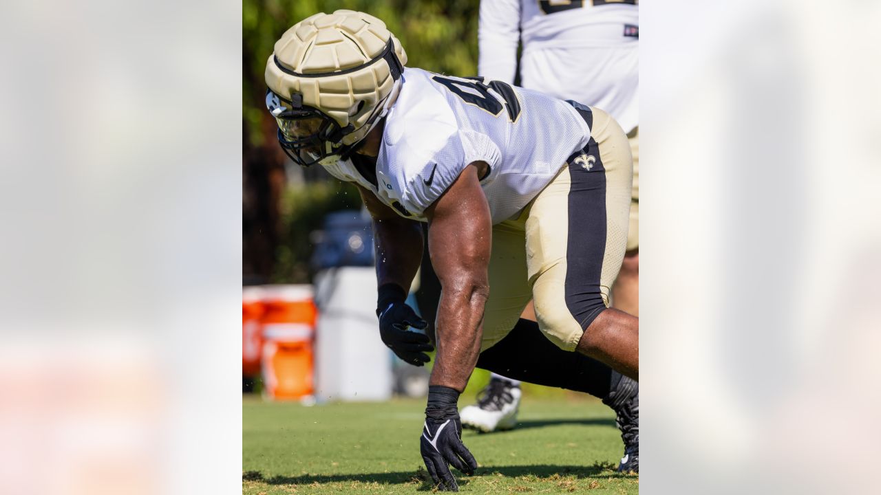 August 1, 2019: Saints defensive back Marshon Lattimore (23) tries to jam  wide receiver Michael Thomas (13) at the line of scrimmage during practice  on August 1, 2019 at the Ochsner Sports