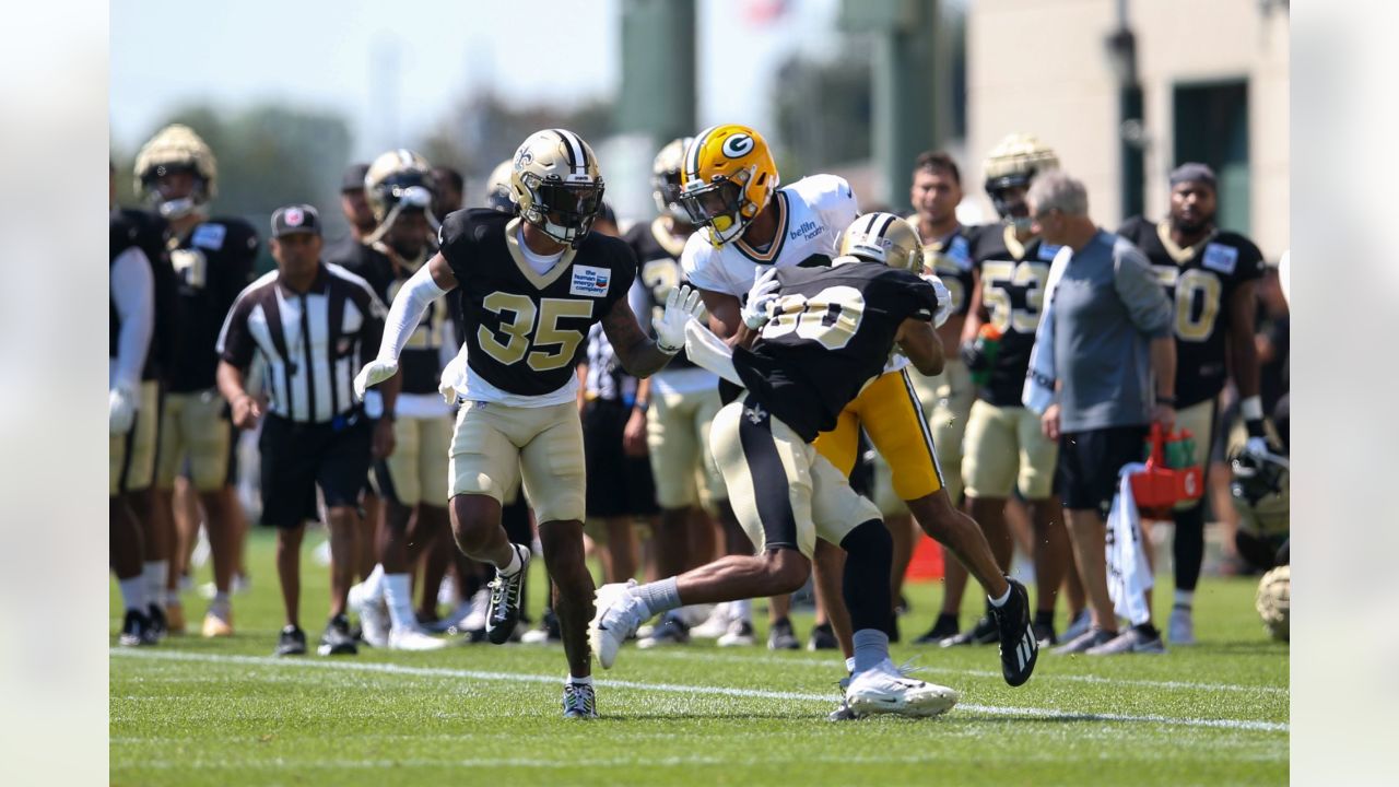 New Orleans Saints cornerback Vincent Gray (35) reacts to a play