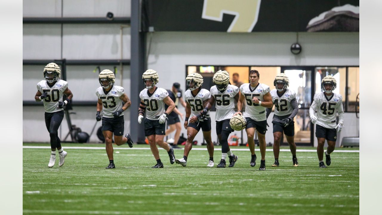 New Orleans Saints wide receiver Chris Olave (12) runs through drills  during training camp at their NFL football training facility in Metairie,  La., Thursday, Aug. 4, 2022. (AP Photo/Gerald Herbert Stock Photo - Alamy