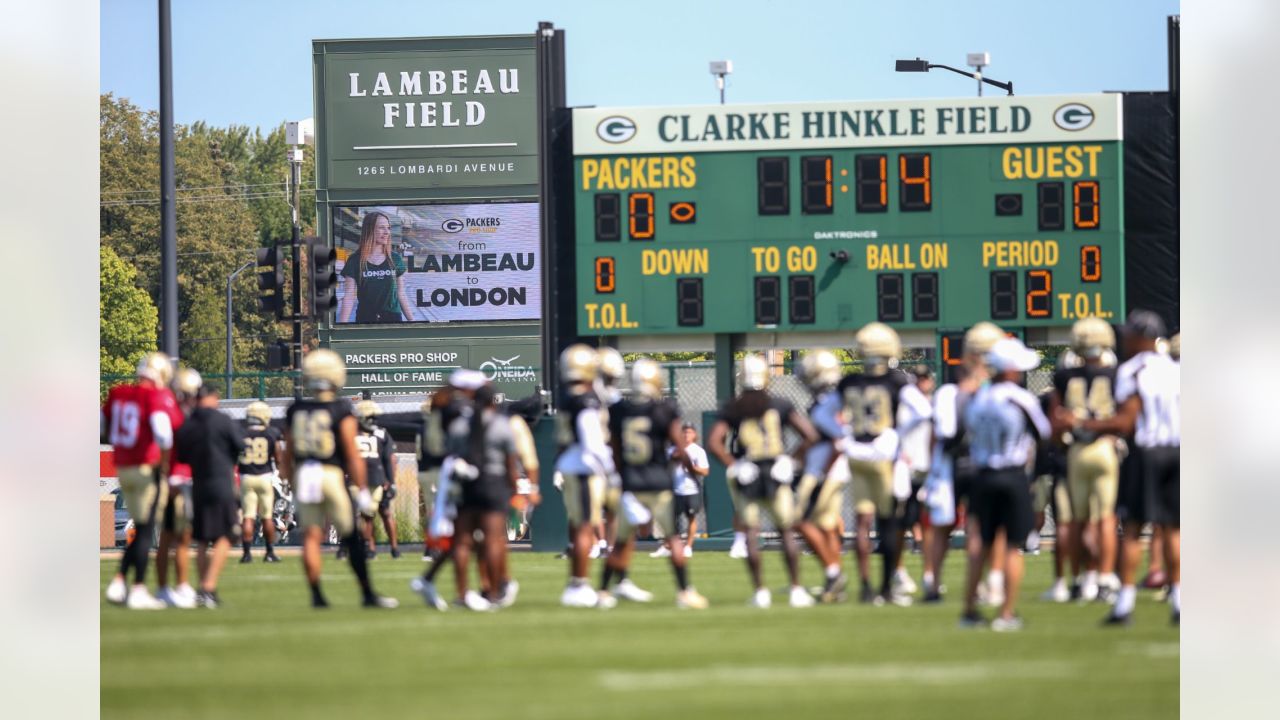 Green Bay Packers practice for LA Rams game on Clarke Hinkle Field