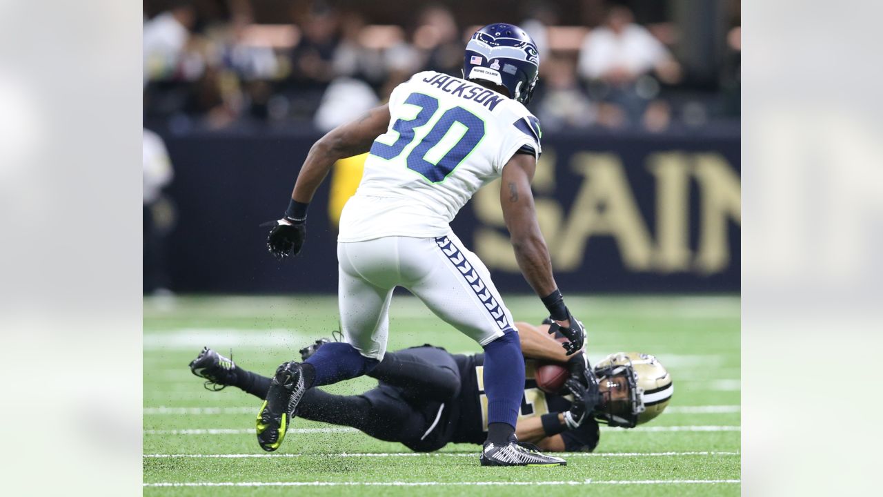 New Orleans, Louisiana, USA. 9th Oct, 2022. New Orleans Saints tight end Adam  Trautman celebrates scoring a touchdown against the Seattle Seahawks in an  NFL game in New Orleans, Louisiana USA on