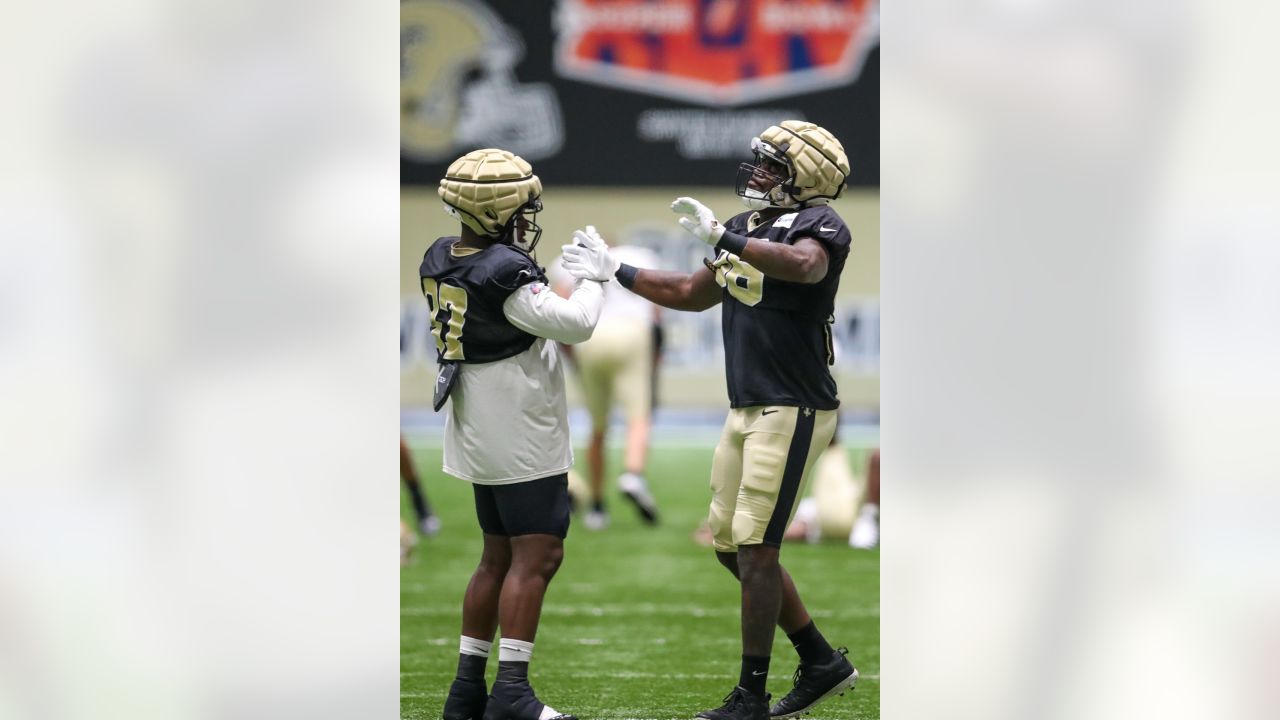 New Orleans Saints safety Smoke Monday (38) gestures as he runs through  drills during an NFL football practice in Metairie, La., Tuesday, June 6,  2023. (AP Photo/Gerald Herbert Stock Photo - Alamy