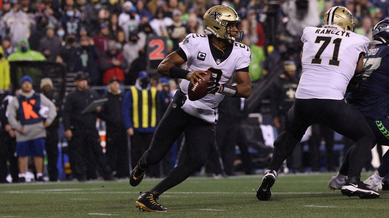 New Orleans Saints wide receiver Lil'Jordan Humphrey during an NFL football  game against the Seattle Seahawks, Monday, Oct. 25, 2021, in Seattle. The  Saints won 13-10. (AP Photo/Ben VanHouten Stock Photo - Alamy