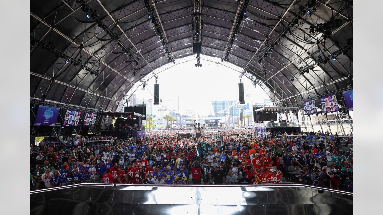 Georgia offensive tackle Jordan Davis at the NFL Red Carpet Stage on  Thursday, April 28, 2022, …