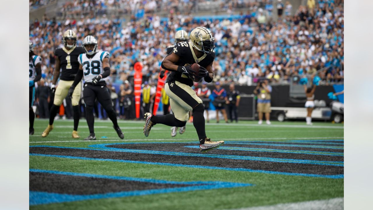 Houston Texans running back Mark Ingram II (2) is tackled by Carolina  Panthers linebacker Shaq Thompson during the first half of an NFL football  game Thursday, Sept. 23, 2021, in Houston. (AP