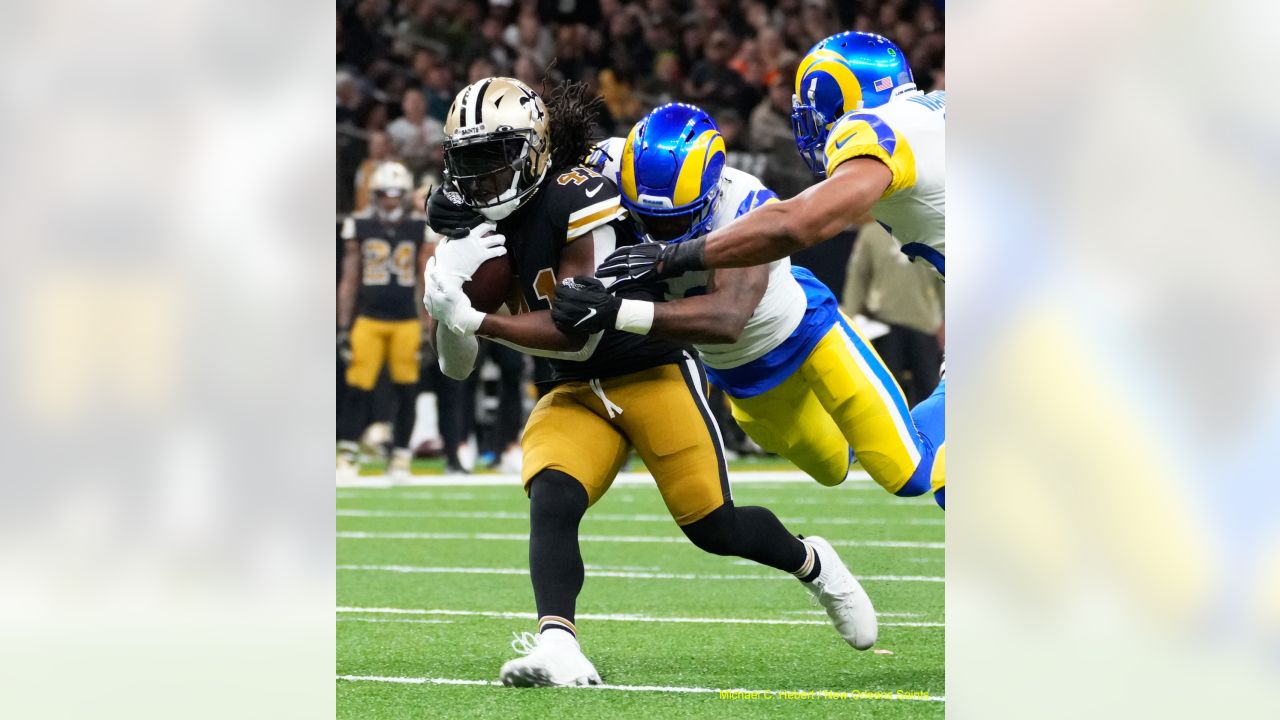 Los Angeles Rams defensive tackle Bobby Brown III (95) warms up before an  NFL football game against the New Orleans Saints, Sunday, Nov. 20, 2022, in  New Orleans. (AP Photo/Tyler Kaufman Stock