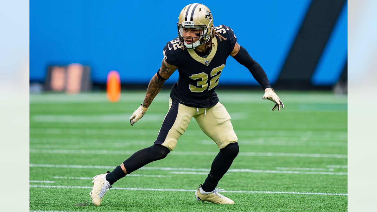 New Orleans Saints safety Tyrann Mathieu runs during the first half an NFL  football game between the Carolina Panthers and the New Orleans Saints in New  Orleans, Sunday, Jan. 8, 2023. (AP