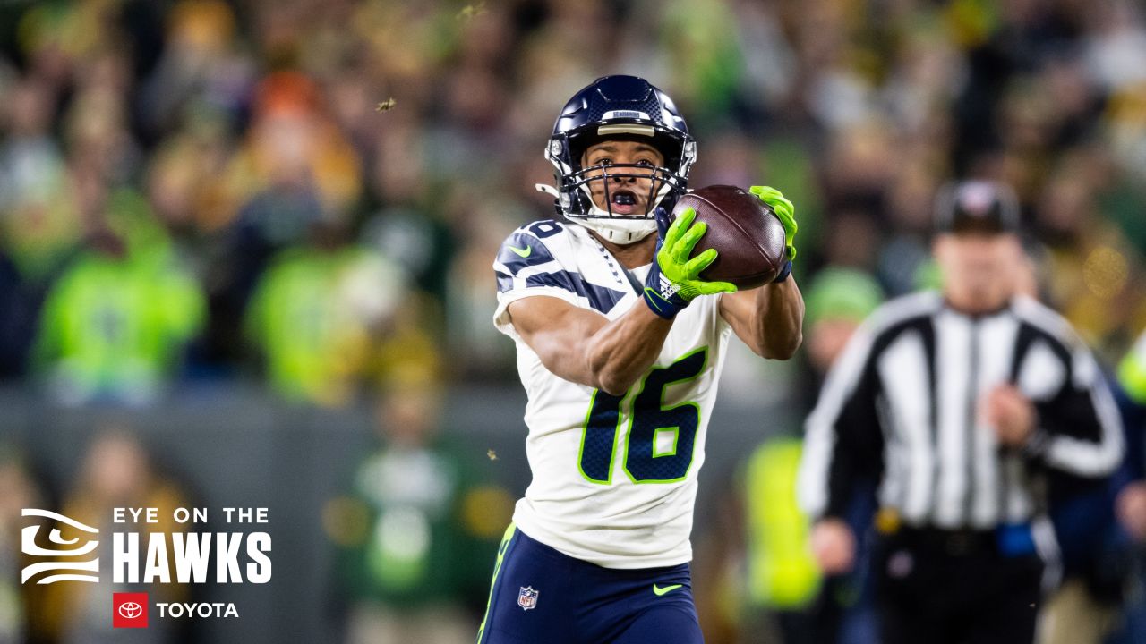 Seattle Seahawks quarterback Russell Wilson (3) greets tight end Jacob  Hollister, center, after Wilson passed to Hollister for touchdown against  the Tampa Bay Buccaneers during the first half of an NFL football