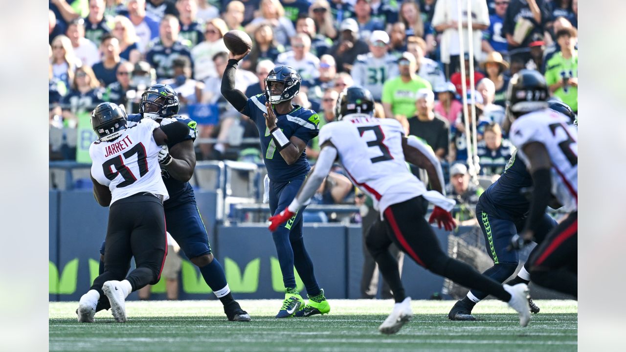 Seattle Seahawks defensive back Tariq Woolen is pictured during an NFL  football game against the Atlanta Falcons, Sunday, Sept. 25, 2022, in  Seattle. The Falcons won 27-23. (AP Photo/Stephen Brashear Stock Photo -  Alamy