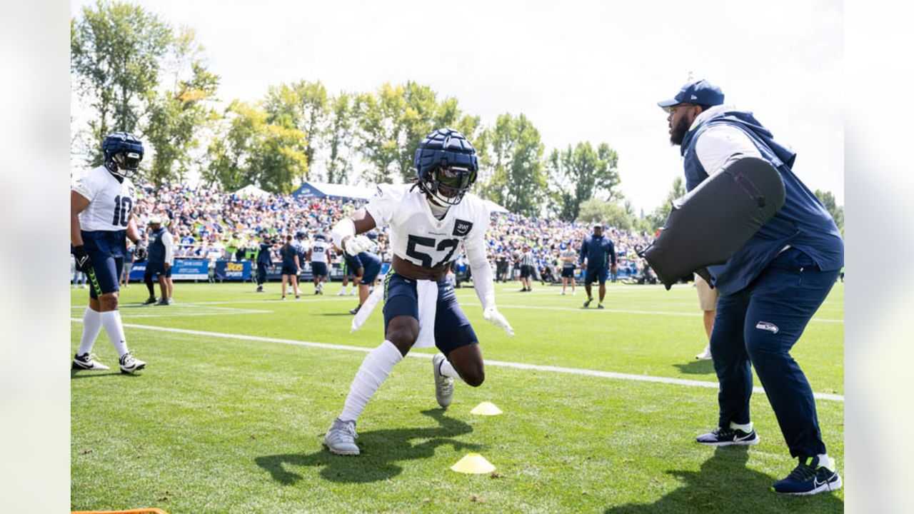 Seattle Seahawks linebacker Cam Bright (42) walks on the field during the  NFL football team's training camp, Thursday, July 27, 2023, in Renton,  Wash. (AP Photo/Lindsey Wasson Stock Photo - Alamy