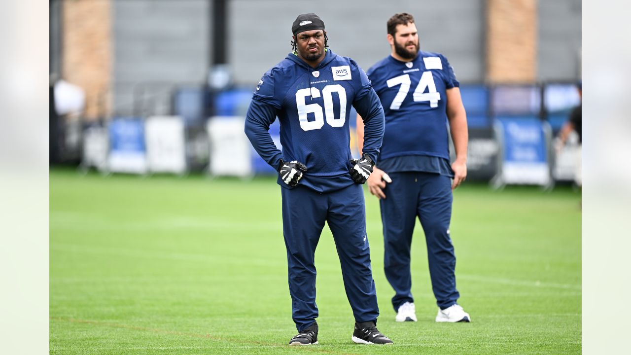 Seattle Seahawks offensive tackle Jake Curhan (74) during an NFL Preseason  football game against the Chicago