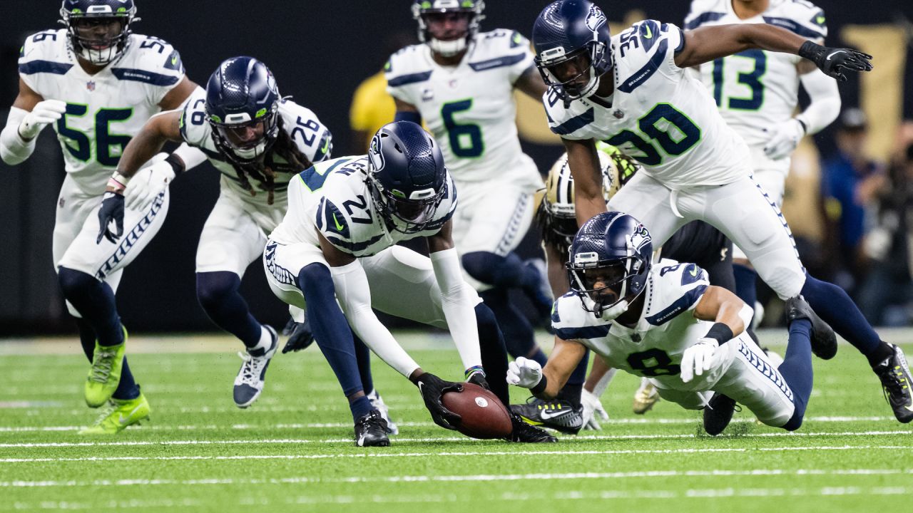 Seattle Seahawks linebacker Joshua Onujiogu (49) jogs during minicamp  Tuesday, June 6, 2023, at the NFL football team's facilities in Renton,  Wash. (AP Photo/Lindsey Wasson Stock Photo - Alamy