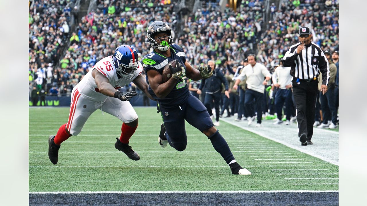 Seattle Seahawks players celebrate during an NFL football game against the  New York Giants, Sunday, Oct. 30, 2022, in Seattle, WA. The Seahawks  defeated the Giants 27-13. (AP Photo/Ben VanHouten Stock Photo - Alamy