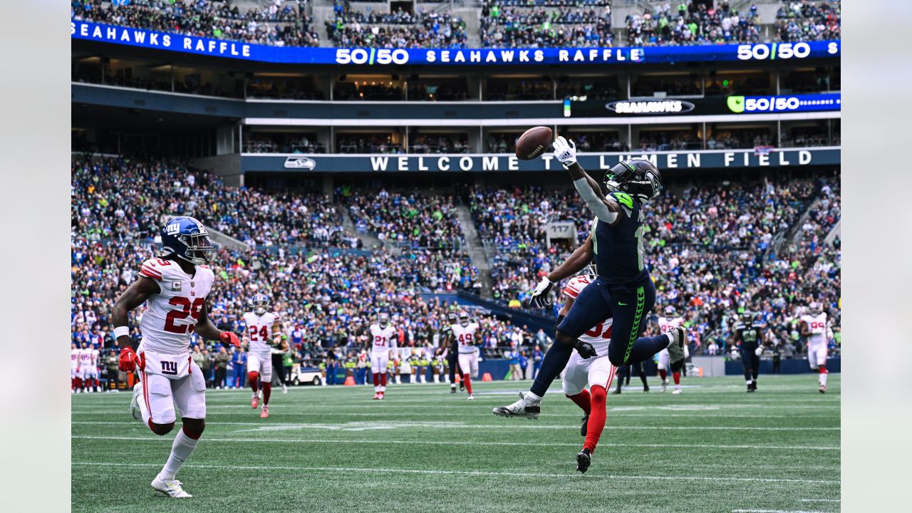 Seattle Seahawks players celebrate during an NFL football game against the  New York Giants, Sunday, Oct. 30, 2022, in Seattle, WA. The Seahawks  defeated the Giants 27-13. (AP Photo/Ben VanHouten Stock Photo - Alamy