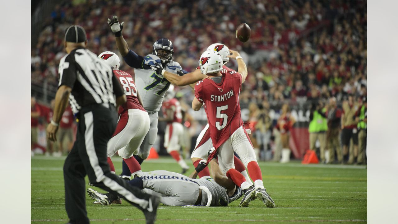 Arizona Cardinals running back David Johnson heads to the end zone with a  fifty-five yard reception for a touchdown in the fourth quarter the  Cardinals-New Orleans Saints game at University of Phoenix