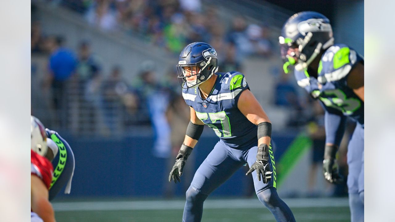 Seattle Seahawks linebacker Cody Barton (57) lines up for play