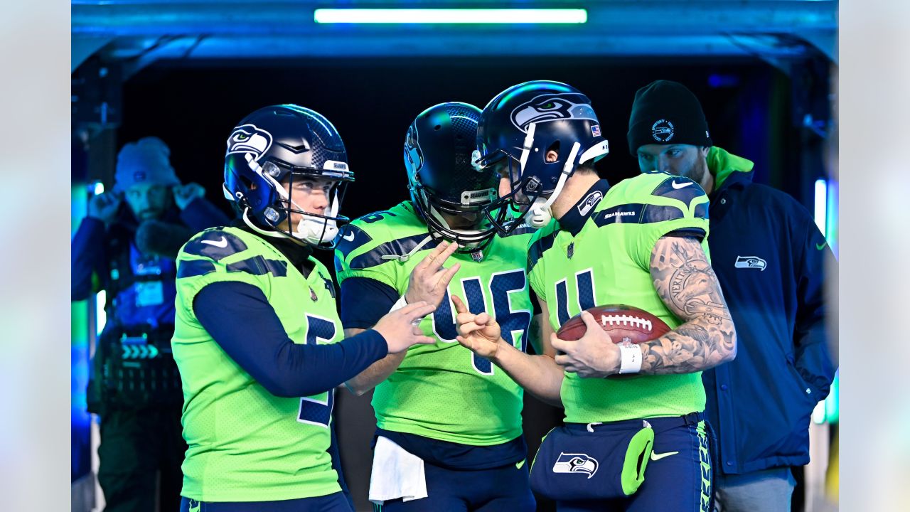 Seattle Seahawks safety Jerrick Reed II (32) celebrates during an NFL pre-season  football game against the Minnesota Vikings, Thursday, Aug. 10, 2023 in  Seattle. (AP Photo/Ben VanHouten Stock Photo - Alamy