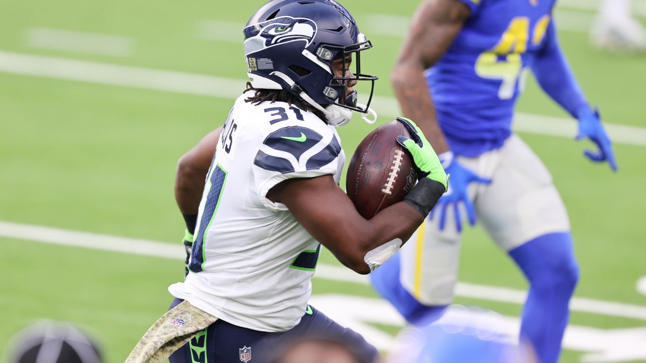 Seattle Seahawks cornerback Neiko Thorpe runs on the field during warmups  before an NFL football game against the Los Angeles Rams, Thursday, Oct. 3,  2019, in Seattle. (AP Photo/Stephen Brashear Stock Photo 