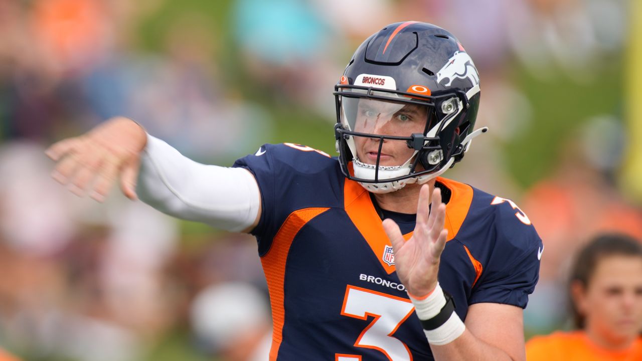 Seattle Seahawks quarterback Drew Lock (2) warms up before an NFL