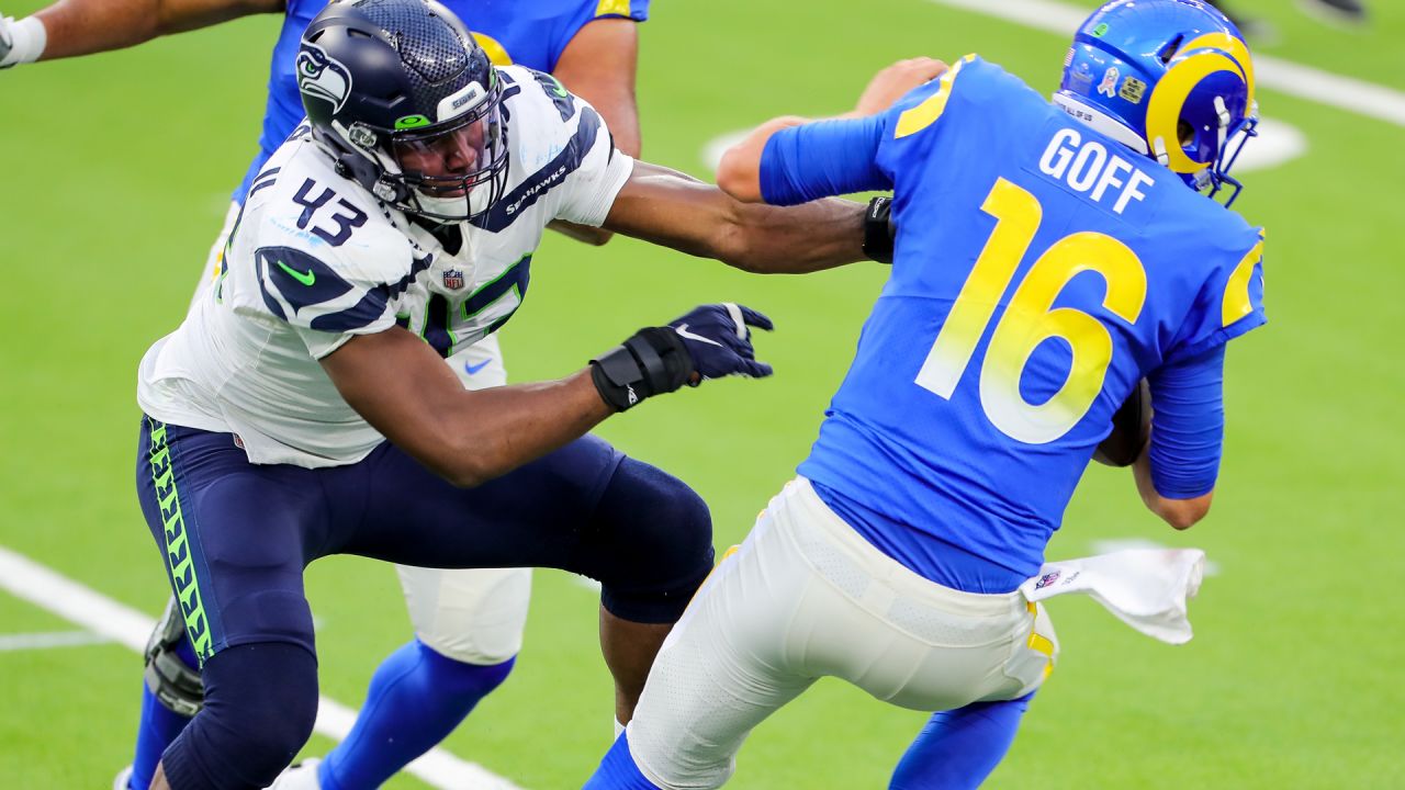 Seattle Seahawks cornerback Neiko Thorpe runs on the field during warmups  before an NFL football game against the Los Angeles Rams, Thursday, Oct. 3,  2019, in Seattle. (AP Photo/Stephen Brashear Stock Photo 