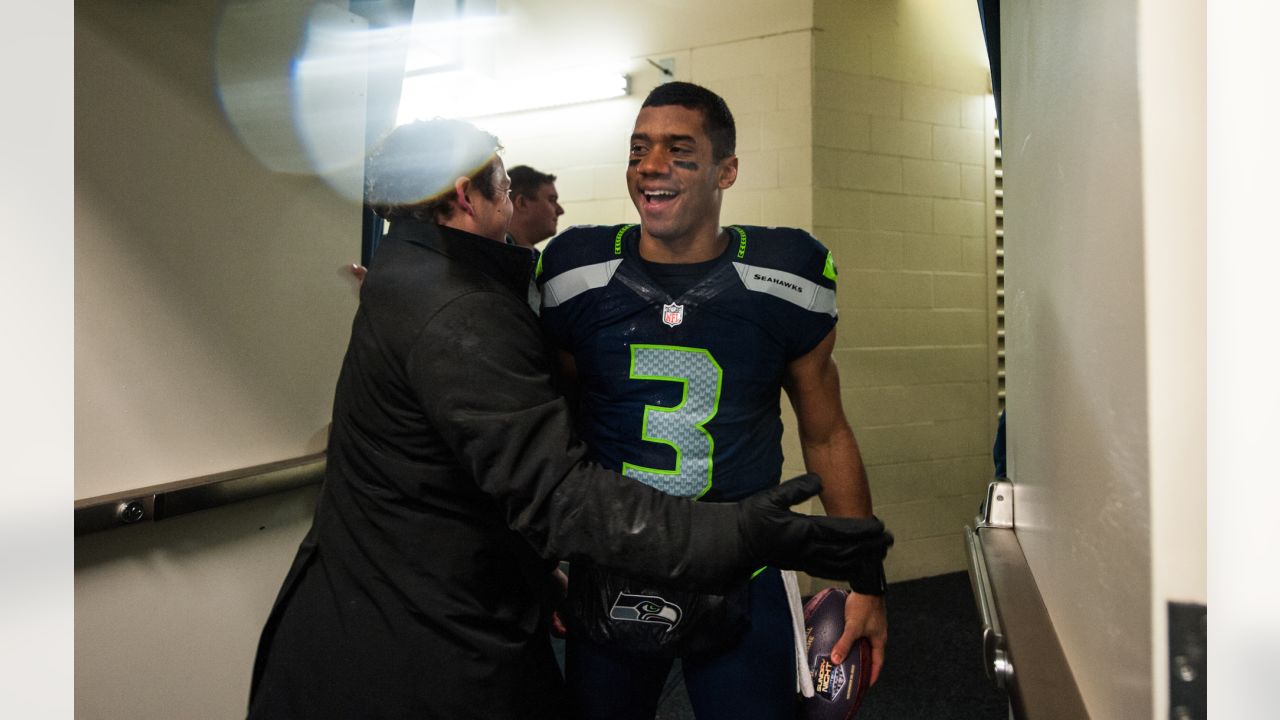 Seattle Seahawks quarterback Russell Wilson (3) stands on the