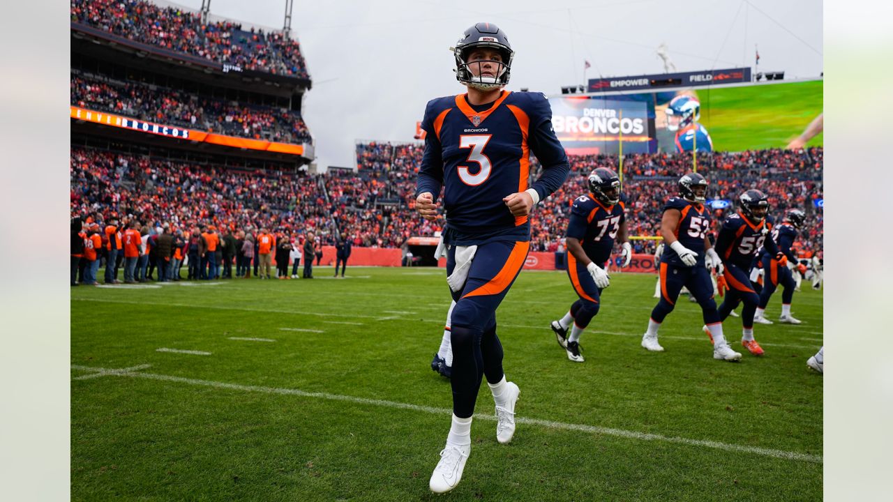 Denver Broncos quarterback Russell Wilson during the first half of an NFL  football game between the Carolina Panthers and the Denver Broncos on  Sunday, Nov. 27, 2022, in Charlotte, N.C. (AP Photo/Jacob