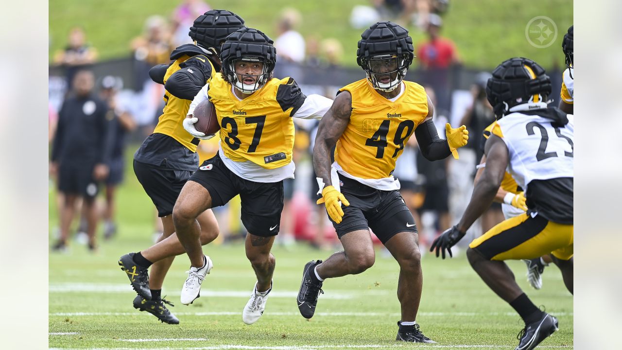 Pittsburgh Steelers running back James Conner (30) during an NFL football  training camp practice in Latrobe, Pa., Friday, July 26, 2019. (AP  Photo/Keith Srakocic Stock Photo - Alamy