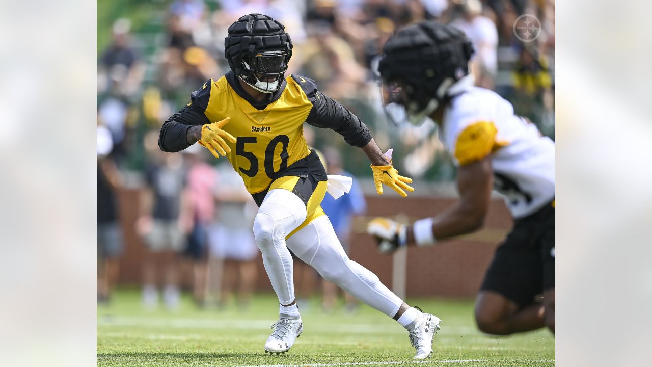 A young Pittsburgh Steelers fan poses for a photo with Pittsburgh Steelers  mascot Steely McBeam during Back Together Weekend at the NFL football  team's training camp at St. Vincent's College in Latrobe