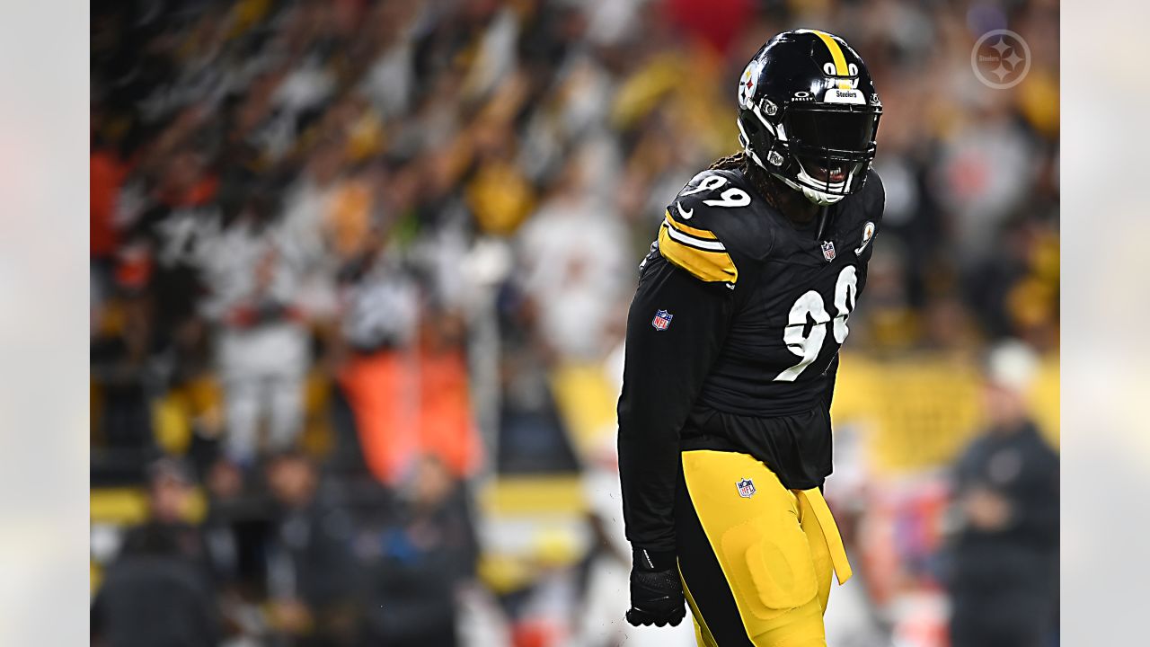 Pittsburgh Steelers cornerback James Pierre (42) runs after the ball during  an NFL football game against the Cleveland Browns, Thursday, Sept. 22,  2022, in Cleveland. (AP Photo/Kirk Irwin Stock Photo - Alamy