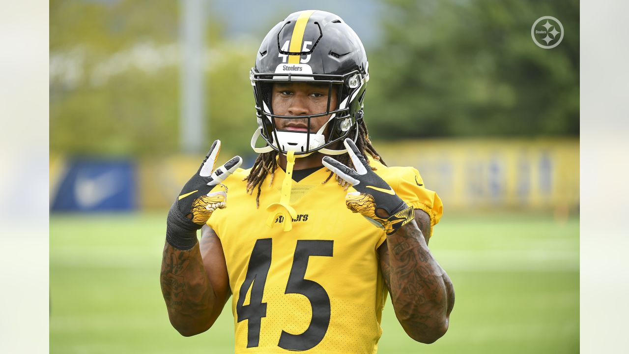 Pittsburgh Steelers linebacker Buddy Johnson (45) warms up before