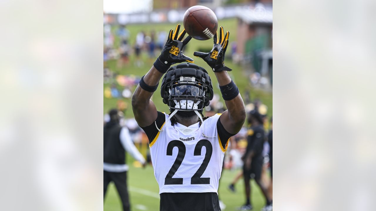 Pittsburgh Steelers running back James Conner (30) during an NFL football  training camp practice in Latrobe, Pa., Friday, July 26, 2019. (AP  Photo/Keith Srakocic Stock Photo - Alamy