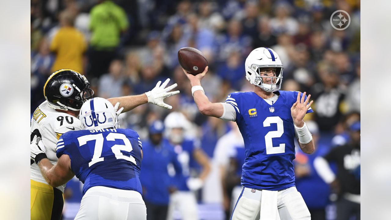 Indianapolis, Indiana, USA. 28th Nov, 2022. November 28th, 2022 Pittsburgh  Steelers cornerback Cameron Sutton (20) reaches for Indianapolis Colts  quarterback Matt Ryan (2) during Pittsburgh Steelers vs Indianapolis Colts  in Indianapolis, IN.