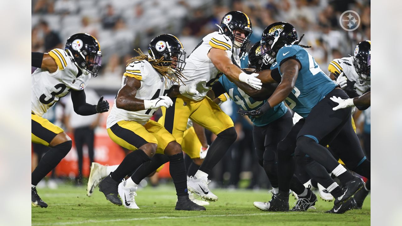 Jacksonville, United States. 22nd Nov, 2020. Steelers Safety Terrell  Edmunds (34) celebrates an interception as the Pittsburgh Steelers compete  against the Jaguars at the TIAA Bank Field in Jacksonville, Florida on  Sunday